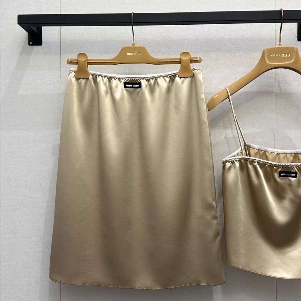 Miu Miu Champagne Silk Cami & Midi Skirt Set✨ - Picture 4 of 8